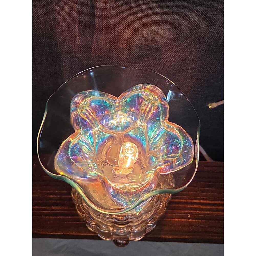 Iridescent Glass Hibiscus Electric Wax Warmer Fragrance Lamp - Picture 11 of 16